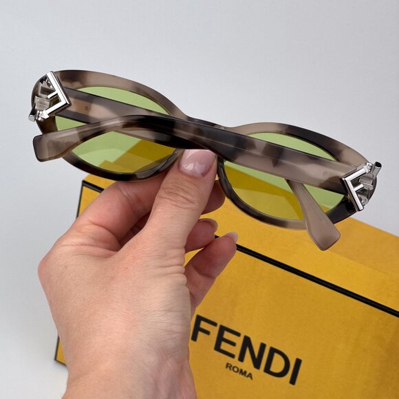 Fendi FF DIAMONDS FE40140U 01A Men NEW AUTHENTIC Sunglasses Oval Havana Green - Picture 3 of 9